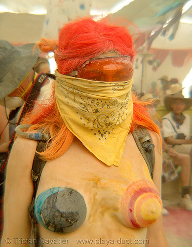 surviving the dust storm in center camp - burning man 2007