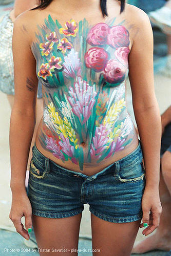 flower body paint - burning-man 2003