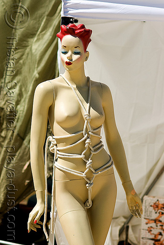 store dummy with bondage rope - burning man 2008