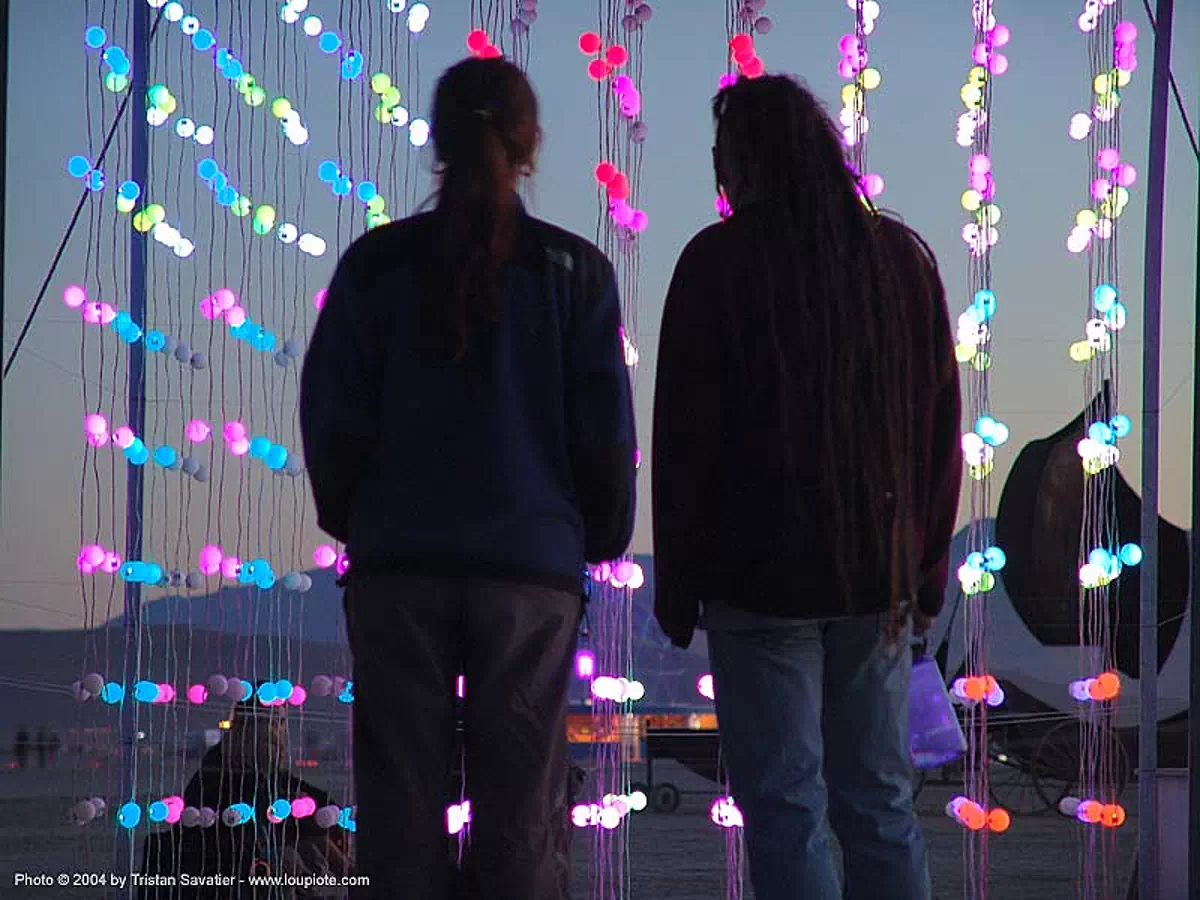 the cubatron by mark lottor - burning-man 2004, art, burning man festival, cube, network wizards, stock photo