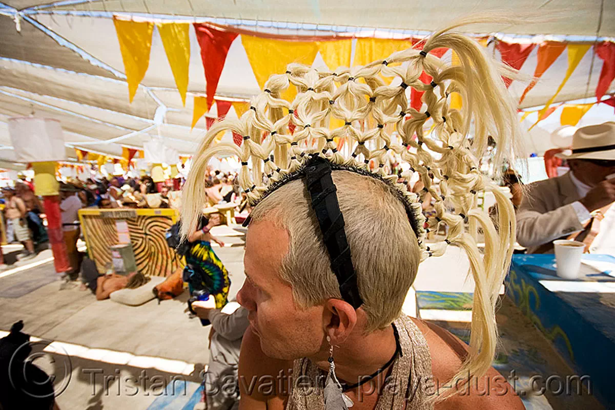 knotted hair - burning man 2008, burning man festival, center camp, stock photo