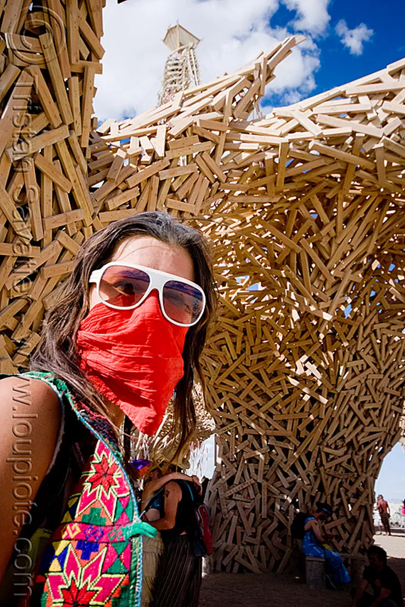 woman with bandana - ljiljana - burning man 2009, burning man festival, stock photo