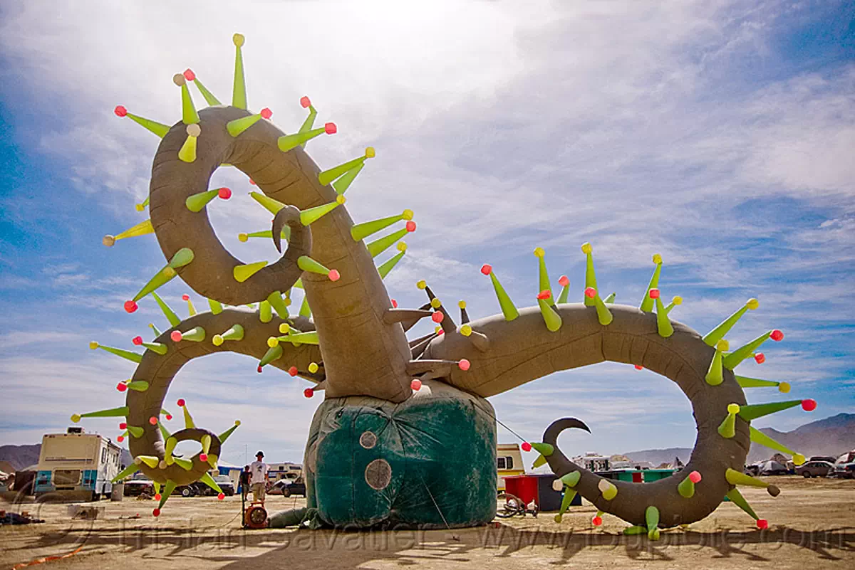 inflatable art - burning man 2009, art installation, burning man festival, chris coleman, sculpture, sundew, stock photo