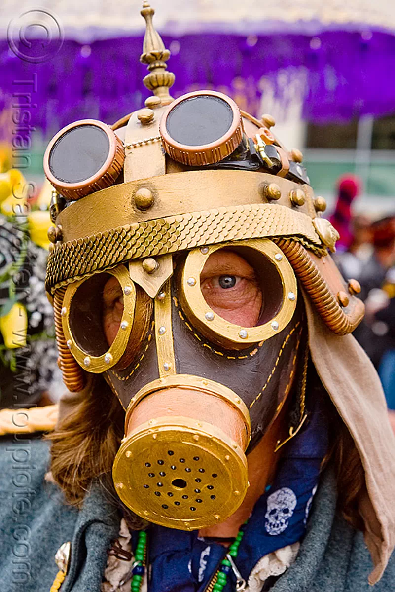 decompression 2009 (san francisco) - burning man, burning man decompression, gas mask, stock photo