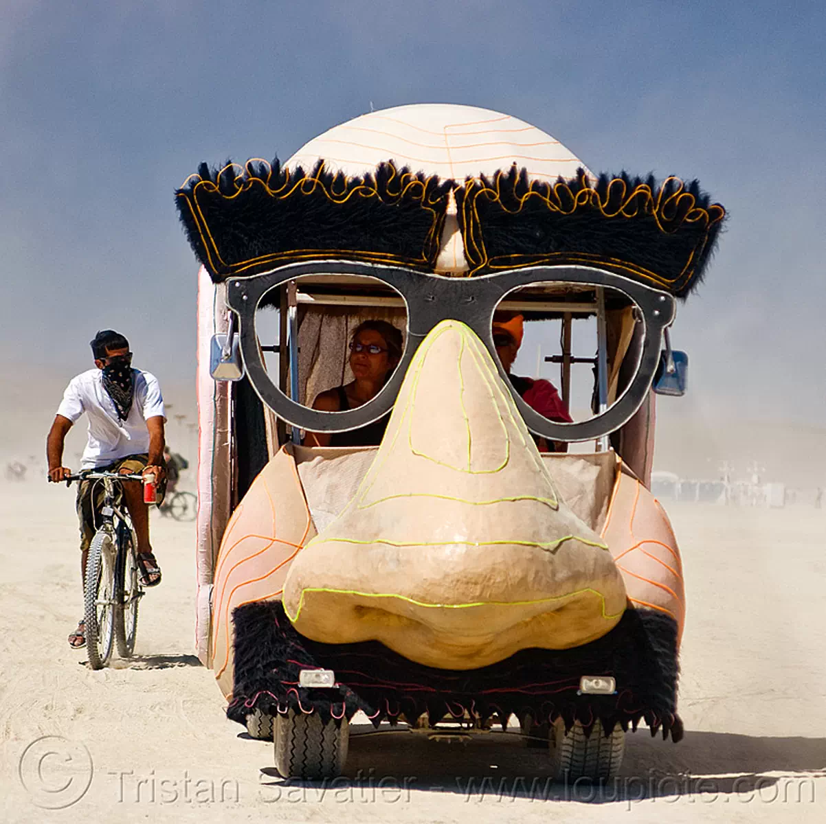 groucho marx art car, burning man car, burning man festival, eyebrows, incognito mobile, nose