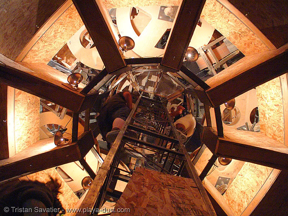 inside the machine by seattles machine crew - burning-man 2005, art, burning man festival, night, stock photo