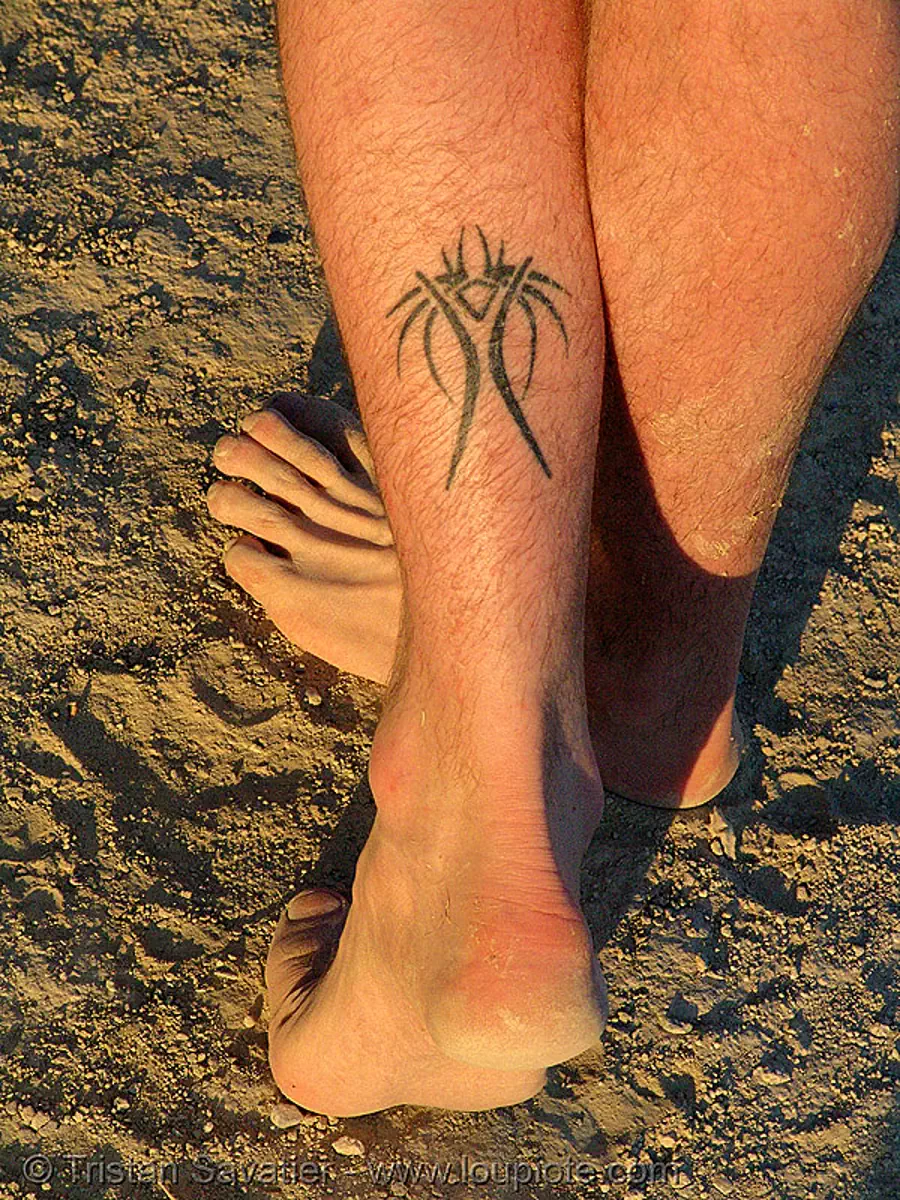 "burning woman" tattoo - burning man, art, burning man festival, burning man logo, skin, tattooed, stock photo