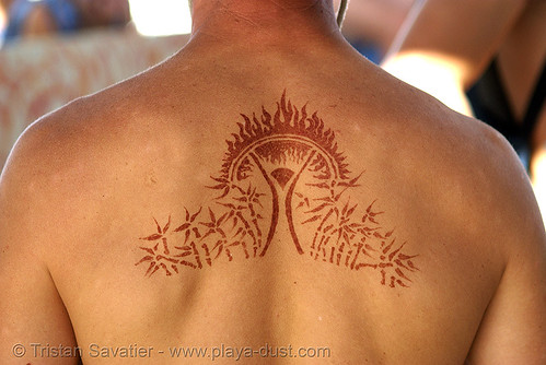 Henna burning man festival - Man with burning man festival henna tattoo in 