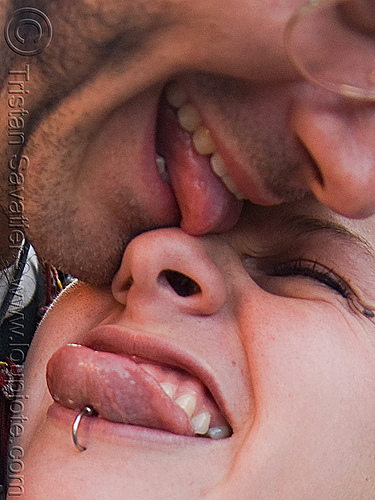 Lovers kissing - tongues - Maddie. Photo taken at the burning man festival