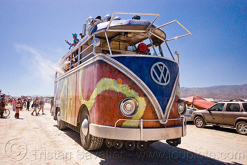 VW bus walter the bus giant VW minibus art car burning man festival 