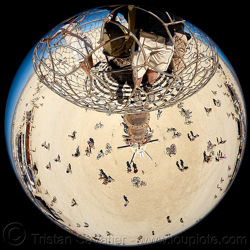 fisheye view from the top of the tower burning man 2010 bicycles bikes