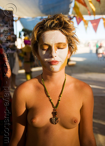 burning man - face paint - gabrielle, makeup, topless, woman