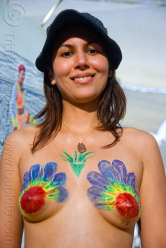 burning man - woman with body painting in center camp cafe, body art, body paint, body painting, woman