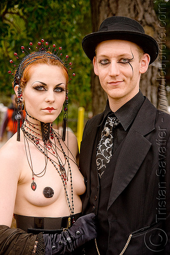 calamity lulu and neil girling (aka mr nightshade) - burning man decompression, man, necklace, neil girling, woman