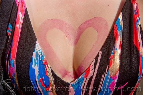 heart on chest - cleavage, lovevolution, woman
