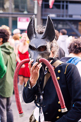 how weird 2012, hoses, latex mask, man, selfportrait