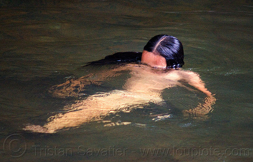 young girl swimming in a river, bath, borneo, child, kid, little girl, malaysia, playing, river bathing, swimming