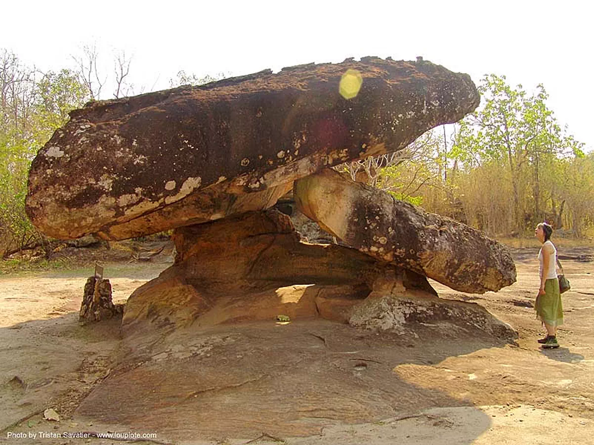 phu phra bat historical park - อุทยานประวัติศาสตร์ภูพระบาท - stones garden - ban phu (thailand), erosion, rock formations, sandstone, ประเทศไทย, อุทยานประวัติศาสตร์ภูพระบาท, stock photo