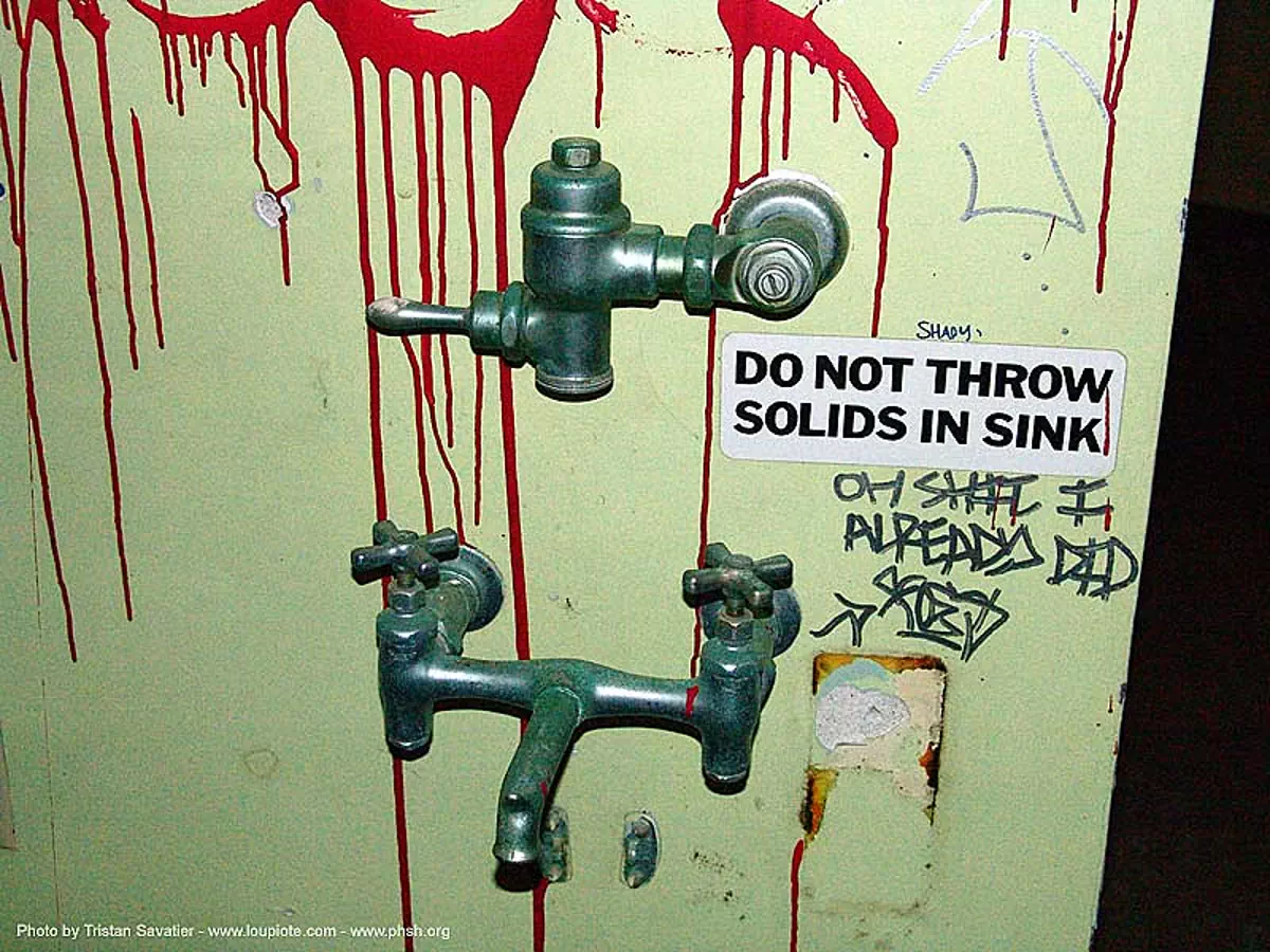 no-solids-in-sink - abandoned hospital (presidio, san francisco) - phsh, abandoned building, decay, graffiti, presidio hospital, presidio landmark apartments, trespassing, urban exploration, stock photo