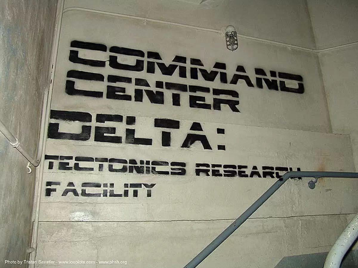 command-center-delta - stencil - tectonics research facility - abandoned hospital (presidio, san francisco) - phsh, abandoned building, command center delta, decay, font, graffiti, presidio hospital, presidio landmark apartments, trespassing, urban exploration, stock photo