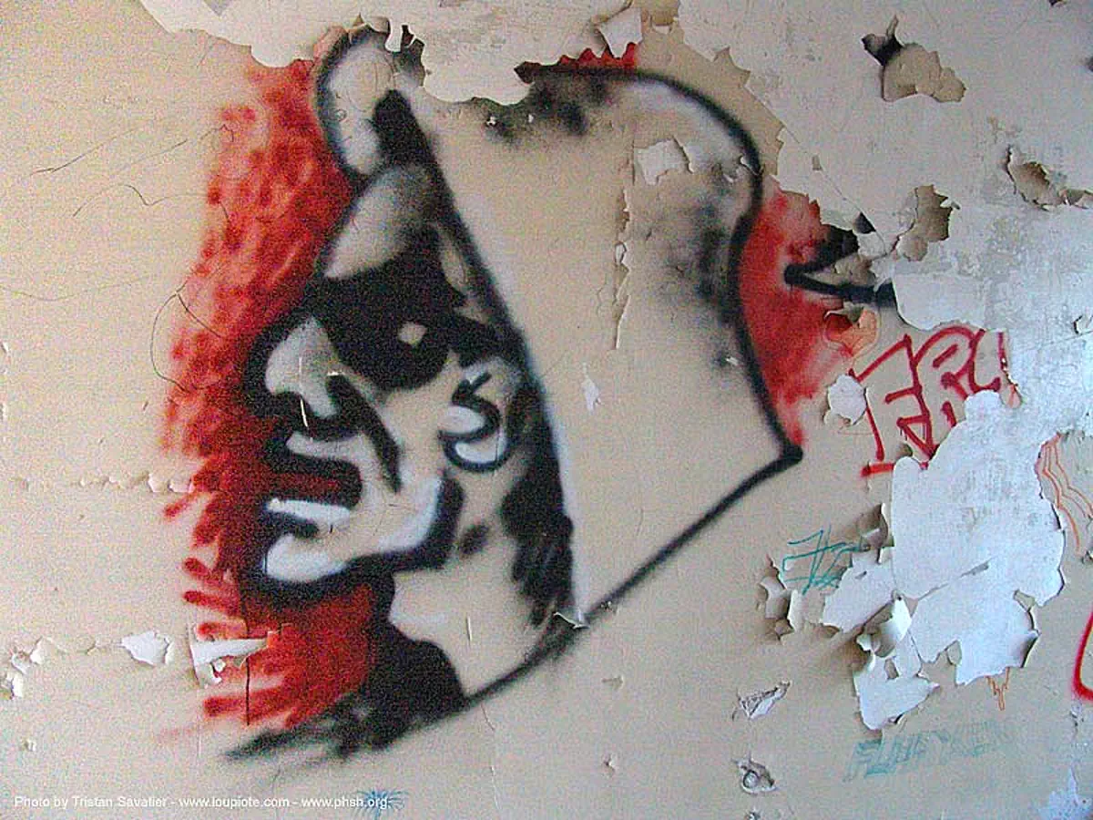 graffiti - abandoned hospital (presidio, san francisco) - phsh, abandoned building, decay, presidio hospital, presidio landmark apartments, trespassing, urban exploration, stock photo