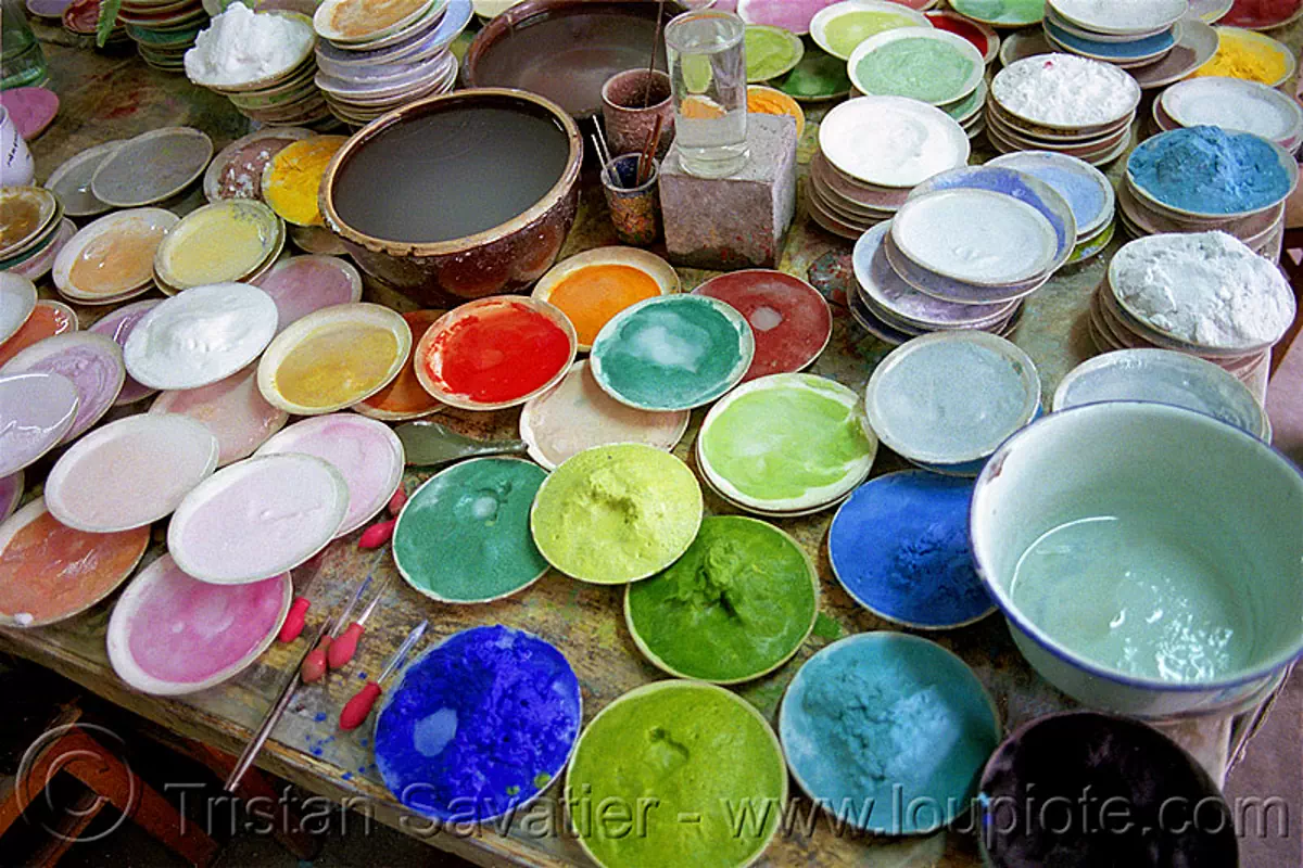 pigments, ceramic, china, coloring, dyes, enamel, plates