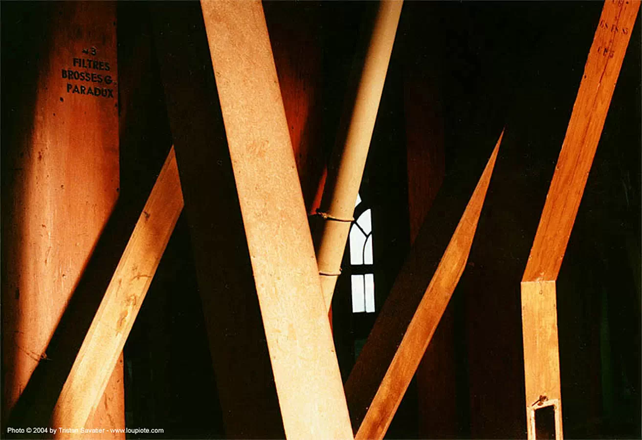 wood piping - grands moulins de paris - paradox, abandoned, decay, industrial mill, trespassing, urban exploration, stock photo