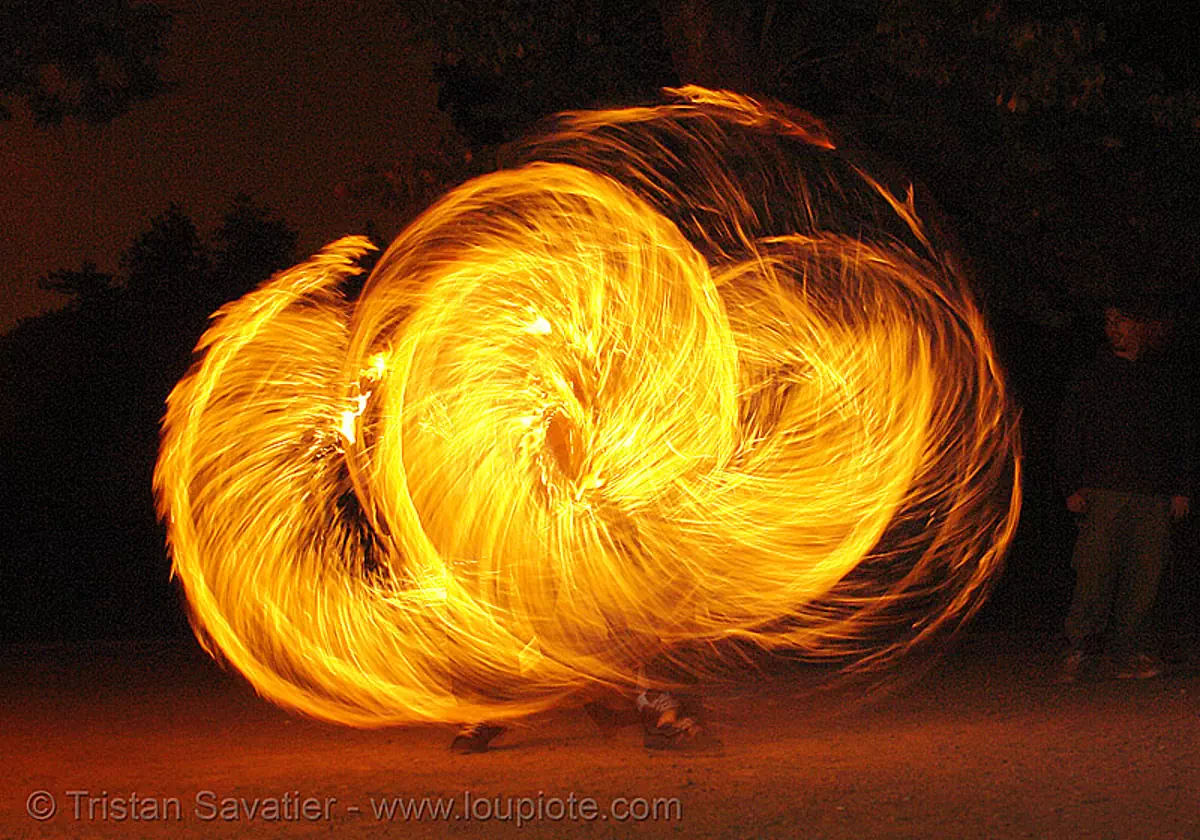 spinning fire ropes, san francisco