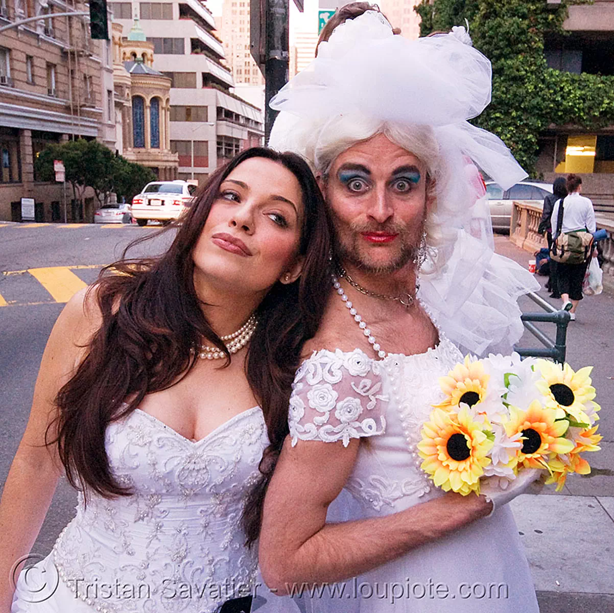 gay wedding?, bridal bouquet, brides of march, diana furka, festival, flowers, randal alan smith, randal smith, wedding dress, white