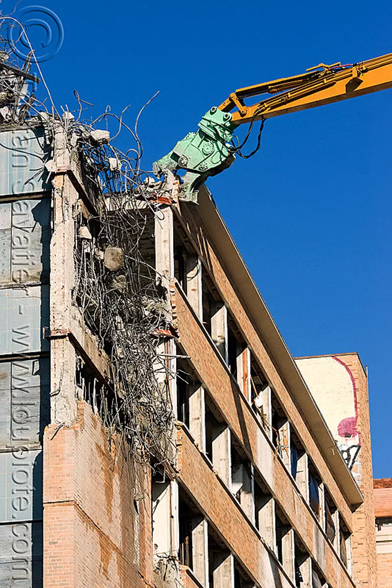 building demolition - caterpillar MP30 concrete pulverizer jaws, abandoned building, abandoned hospital, anthropomorphic, attachment, cat 385c, cat mp30, caterpillar 385c, caterpillar excavator, crane, heavy equipment, high reach demolition, hydraulic, long reach demolition, machinery, presidio hospital, presidio landmark apartments, ultra high demolition