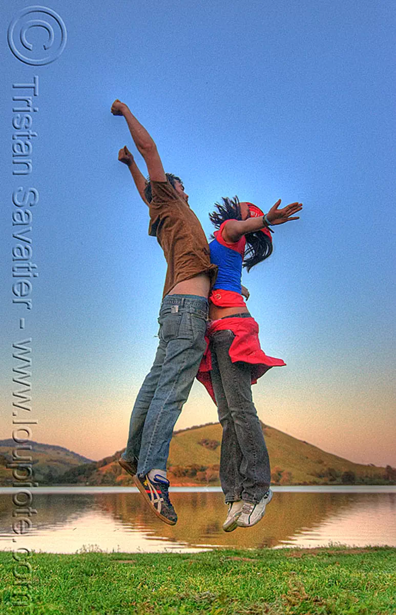 floating in the air - HDR, cristina, jump, jumper, jumpshot, man, people flying, reflection, water