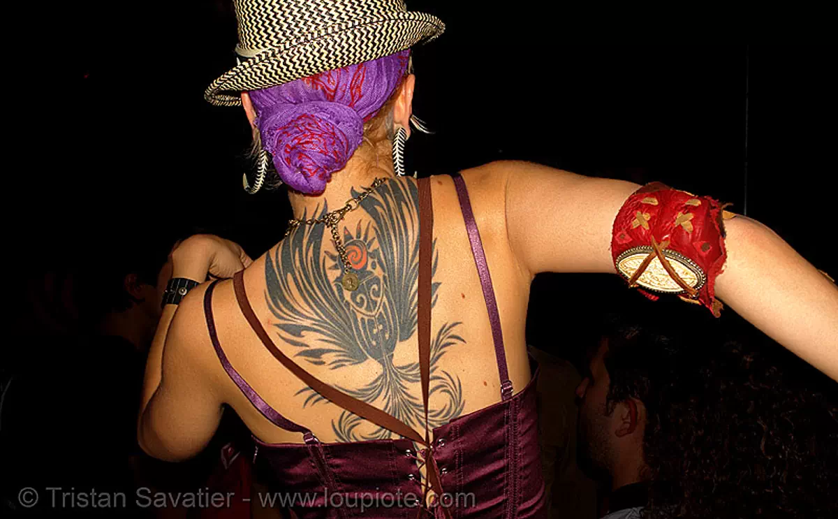 wendy darling - back tattoo (san francisco), art, backpiece, bohemian carnival, skin, tattooed, tattoos, stock photo