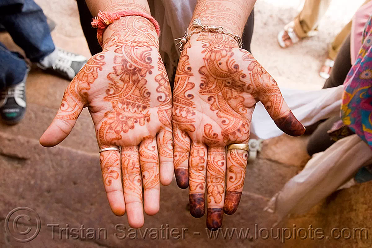 Hands With Mehndi Henna Temporary Tattoo India Hands With Mehndi Henna Temporary Tattoo India