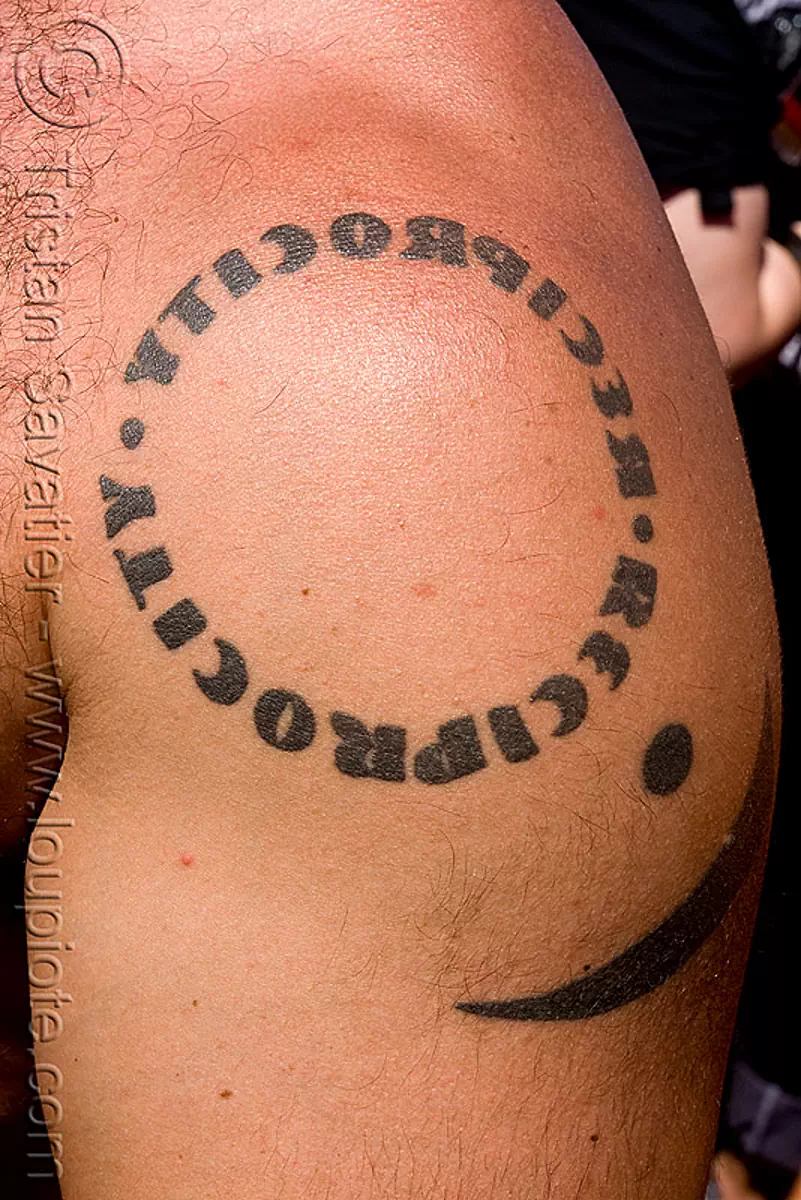 reciprocity tattoo, circle, dore alley fair, man, tattooed, stock photo