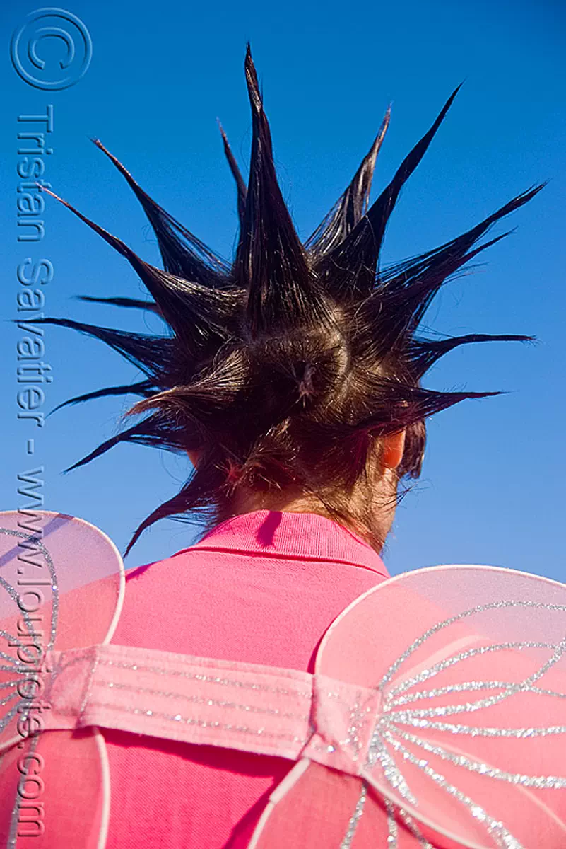 spiky hair - pink costume - angel wings, festival, love fest, lovevolution, spikes, stock photo