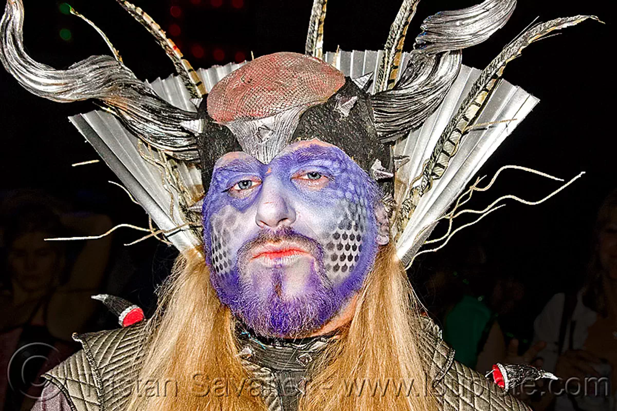 klingon warrior - ghostship halloween party on treasure island (san francisco), airbrush, costume, face painting, facepaint, ghostship 2009, makeup, rave party, space cowboys, stock photo