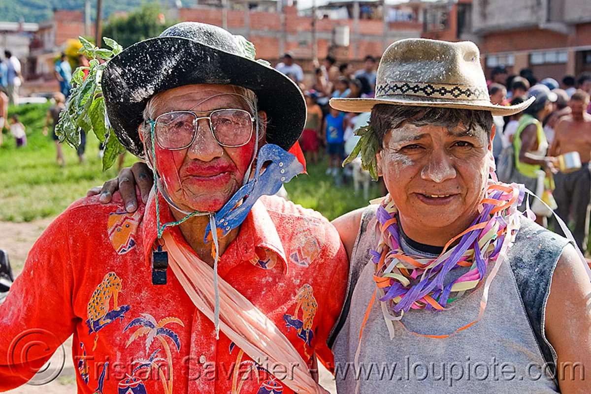 quechua shaman - carnaval - carnival in jujuy capital (argentina), face painting, facepaint, hats, men, noroeste argentino, paint, red, san salvador de jujuy, stock photo