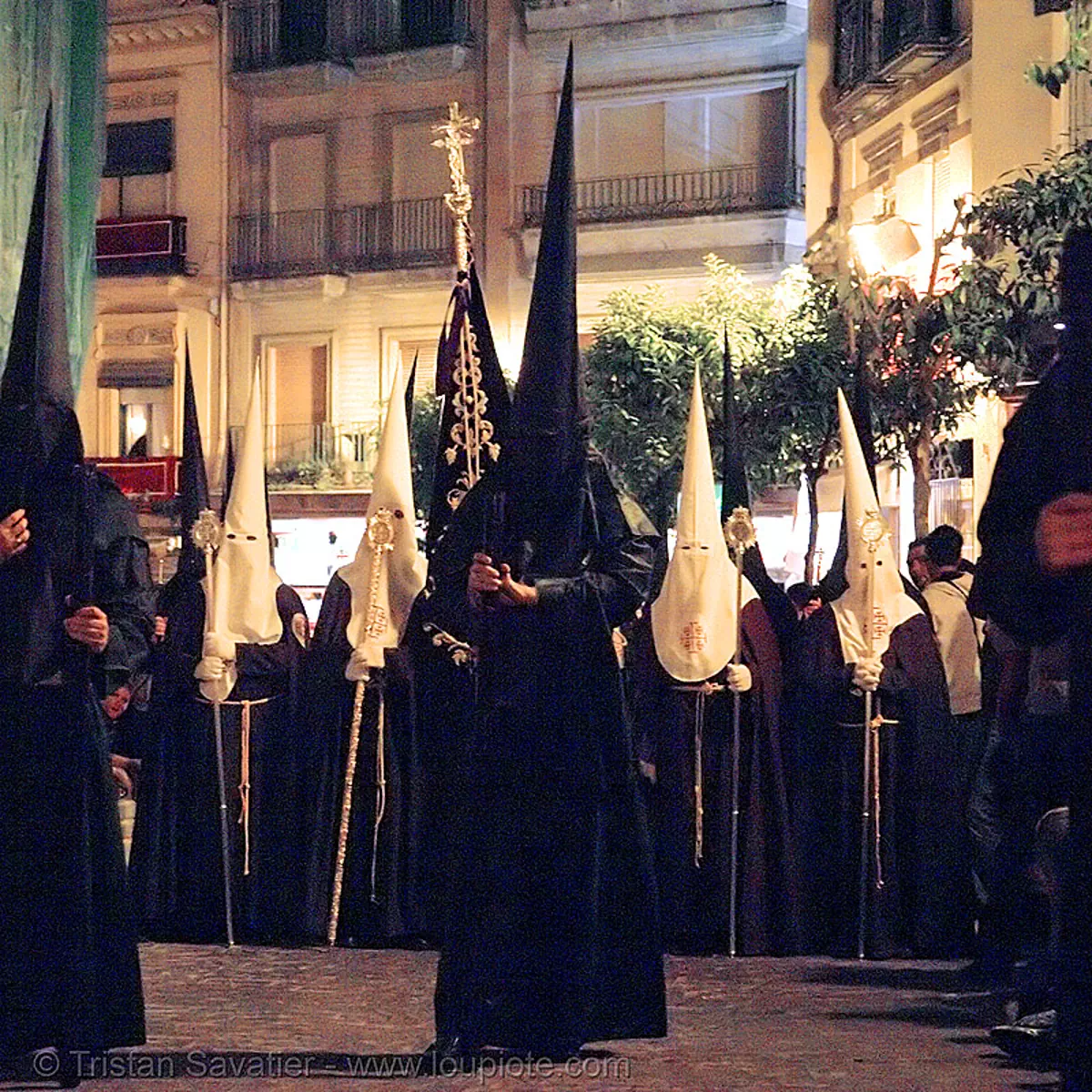 hermandad del silencio - semana santa en sevilla, andaluc&iacute;a, candles, capirotes, cofrad&iacute;a, easter, el silencio, espa&ntilde;a, nazarenos, night, parade, procesi&oacute;n, procession, religion, spain, stock photo