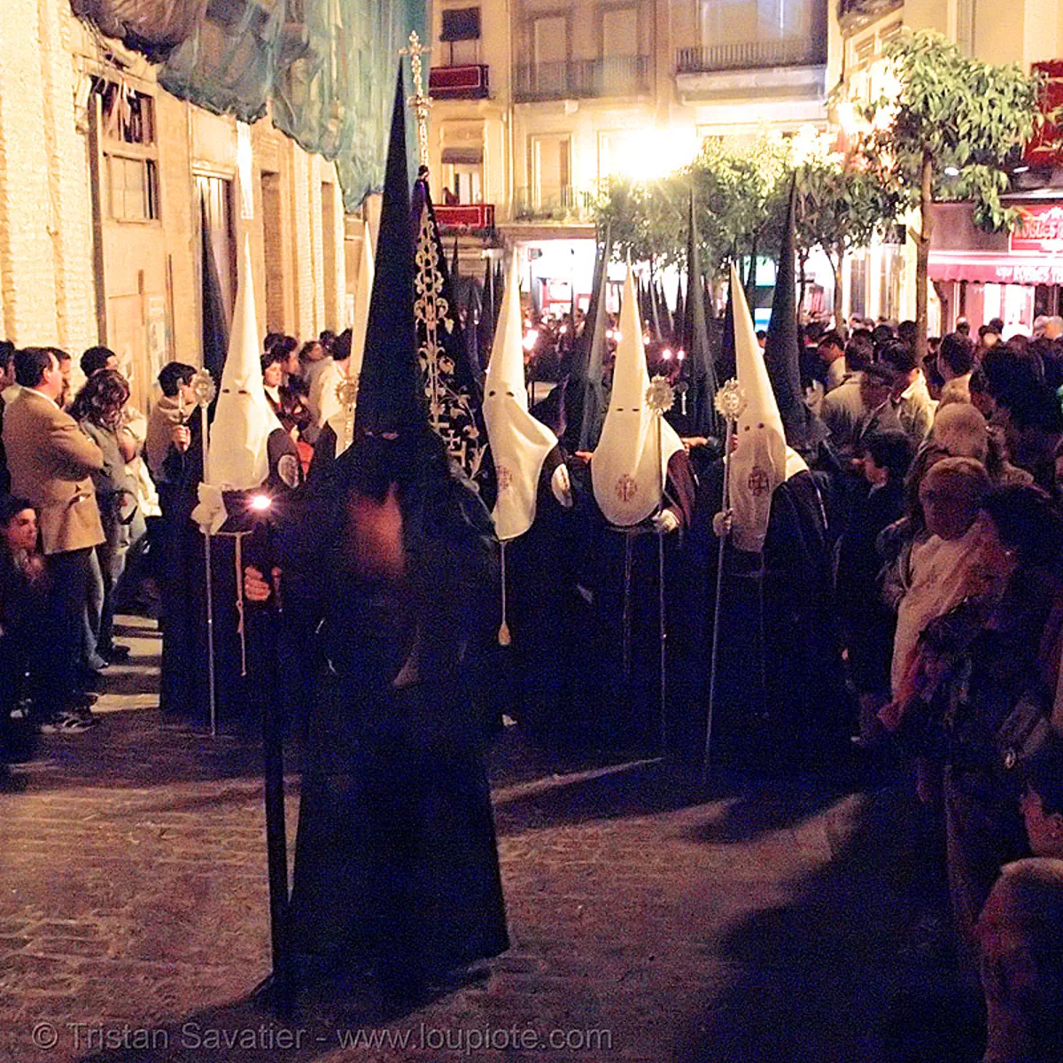 hermandad del silencio - semana santa en sevilla, andaluc&iacute;a, candles, capirotes, cofrad&iacute;a, easter, el silencio, espa&ntilde;a, nazarenos, night, parade, procesi&oacute;n, procession, religion, spain, stock photo