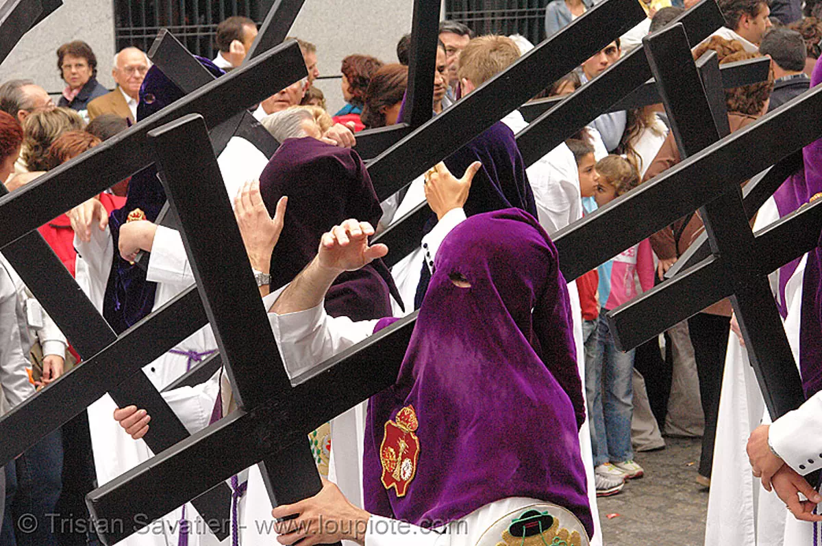 hermandad de los gitanos - semana santa en sevilla, andaluc&iacute;a, candles, capirotes, cofrad&iacute;a, easter, espa&ntilde;a, nazarenos, parade, procesi&oacute;n, procession, religion, spain, stock photo