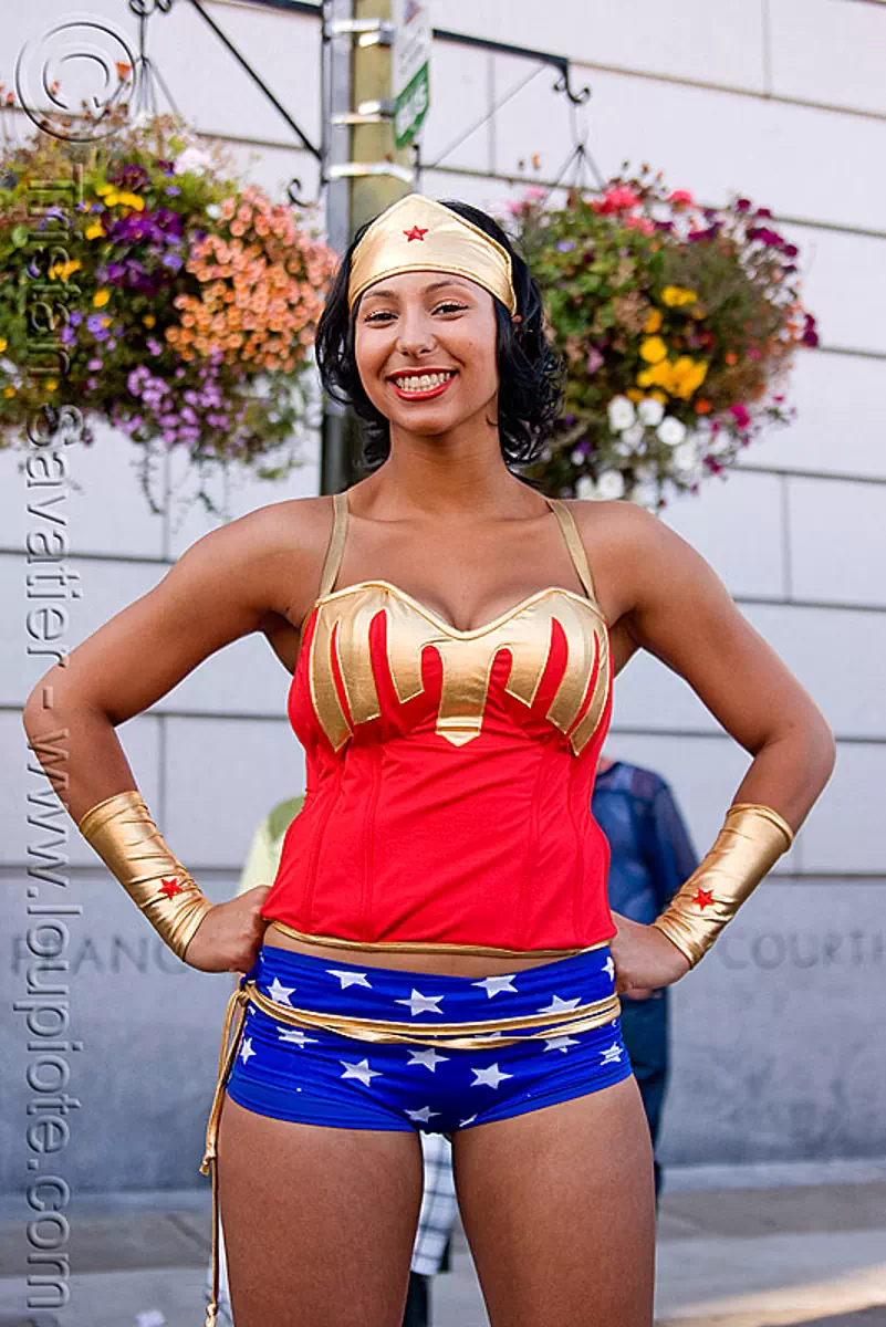 wonder woman costume, dorothy, gay pride festival, stock photo
