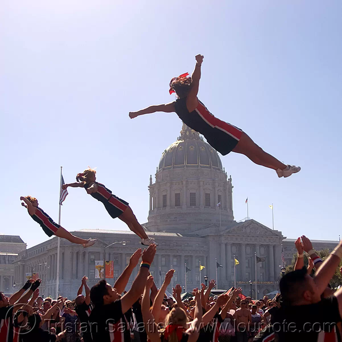 acrobatics - cheer leaders, civic center, crowd, gay pride festival
