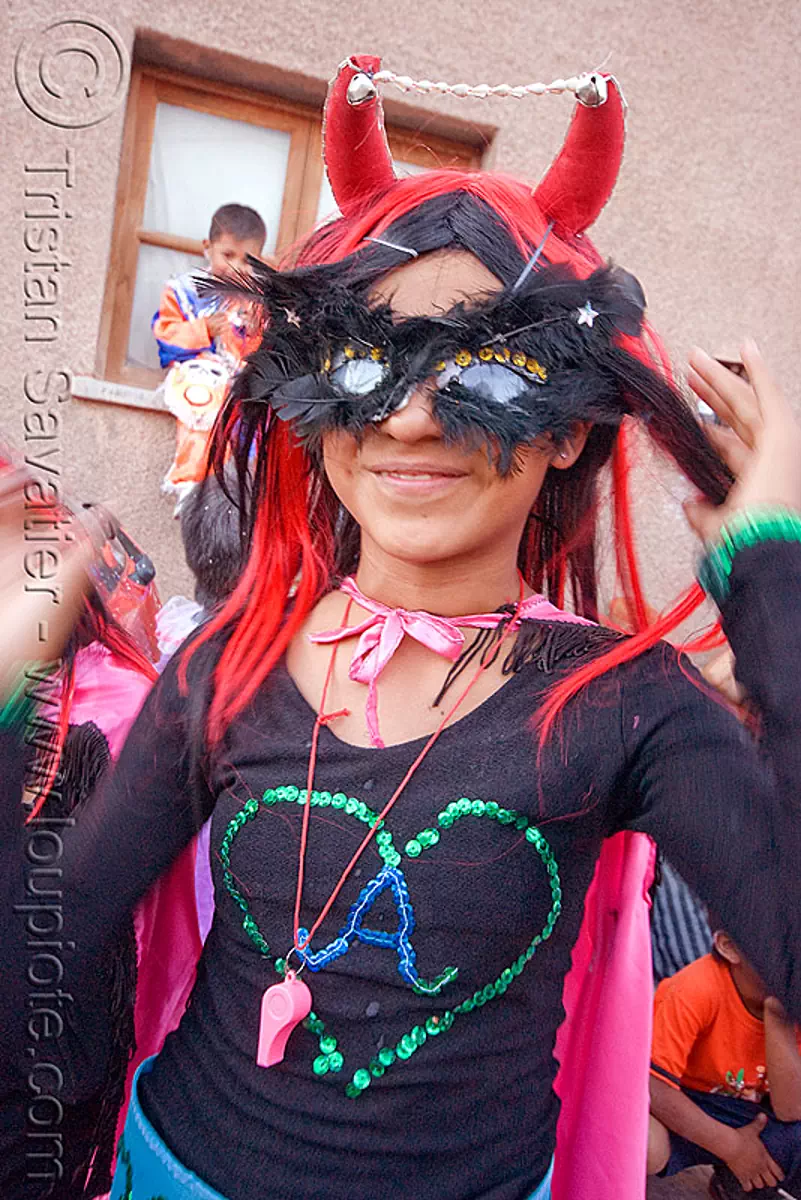 diabla - carnaval de humahuaca (argentina), carnival mask, horns, noroeste argentino, quebrada de humahuaca, whistle, stock photo