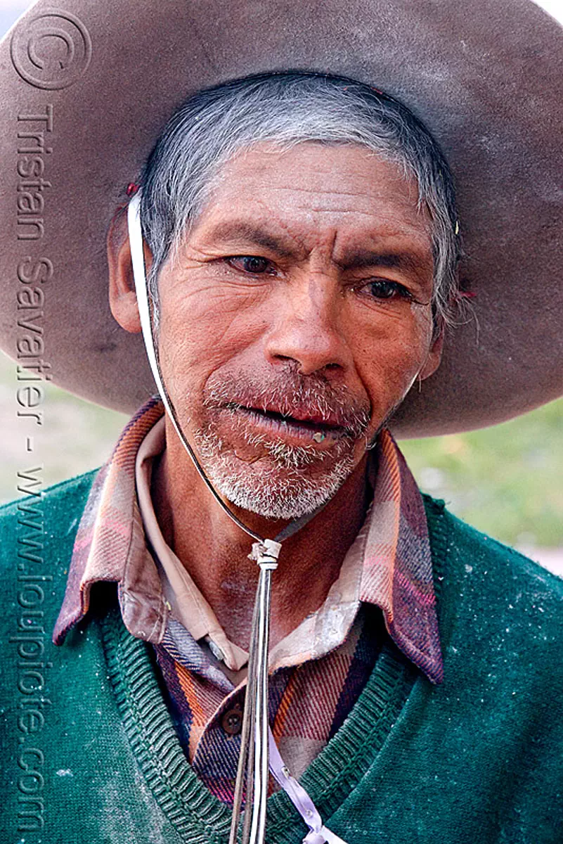 gaucho (argentina), abra pampa, carnaval, carnival, folklore, hat, noroeste argentino, old man, quebrada de humahuaca, stock photo