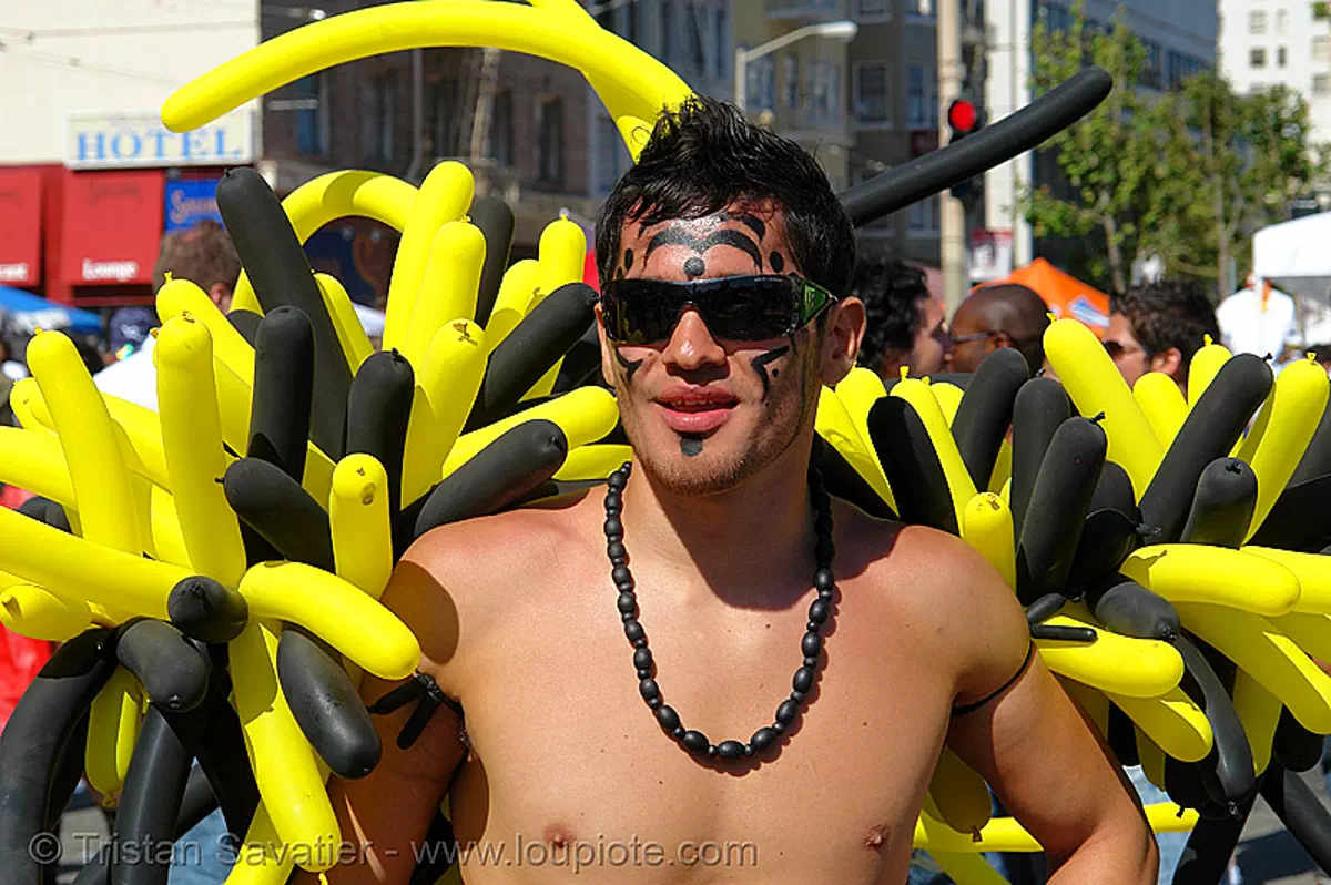 gay pride (san francisco), balloons, gay pride festival, man, sf gay pride, tepacool, stock photo