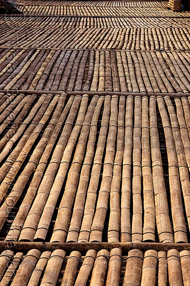 bamboo walkway - annah rais longhouse (borneo), street, village, stock photo