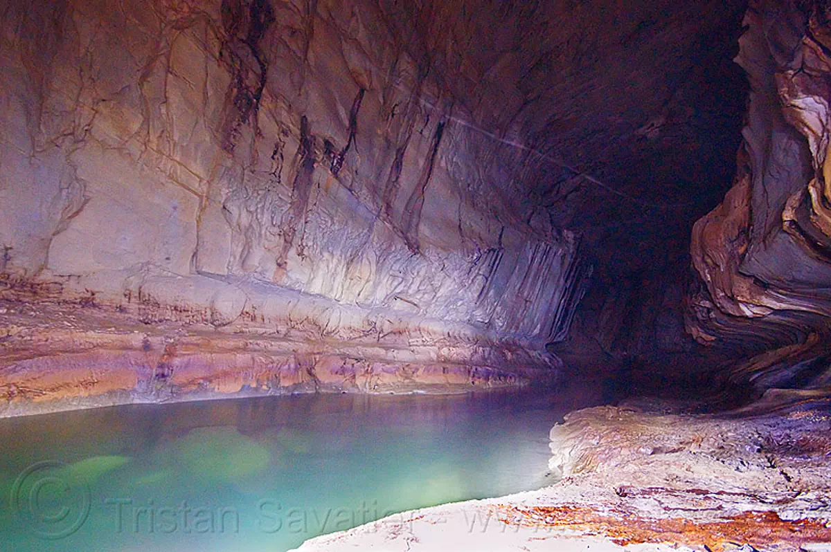 underground river - clearwater cave - mulu (borneo), caving, clearwater cave system, clearwater connection, clearwater river, gunung mulu national park, long exposure, natural cave, river cave, spelunking, water