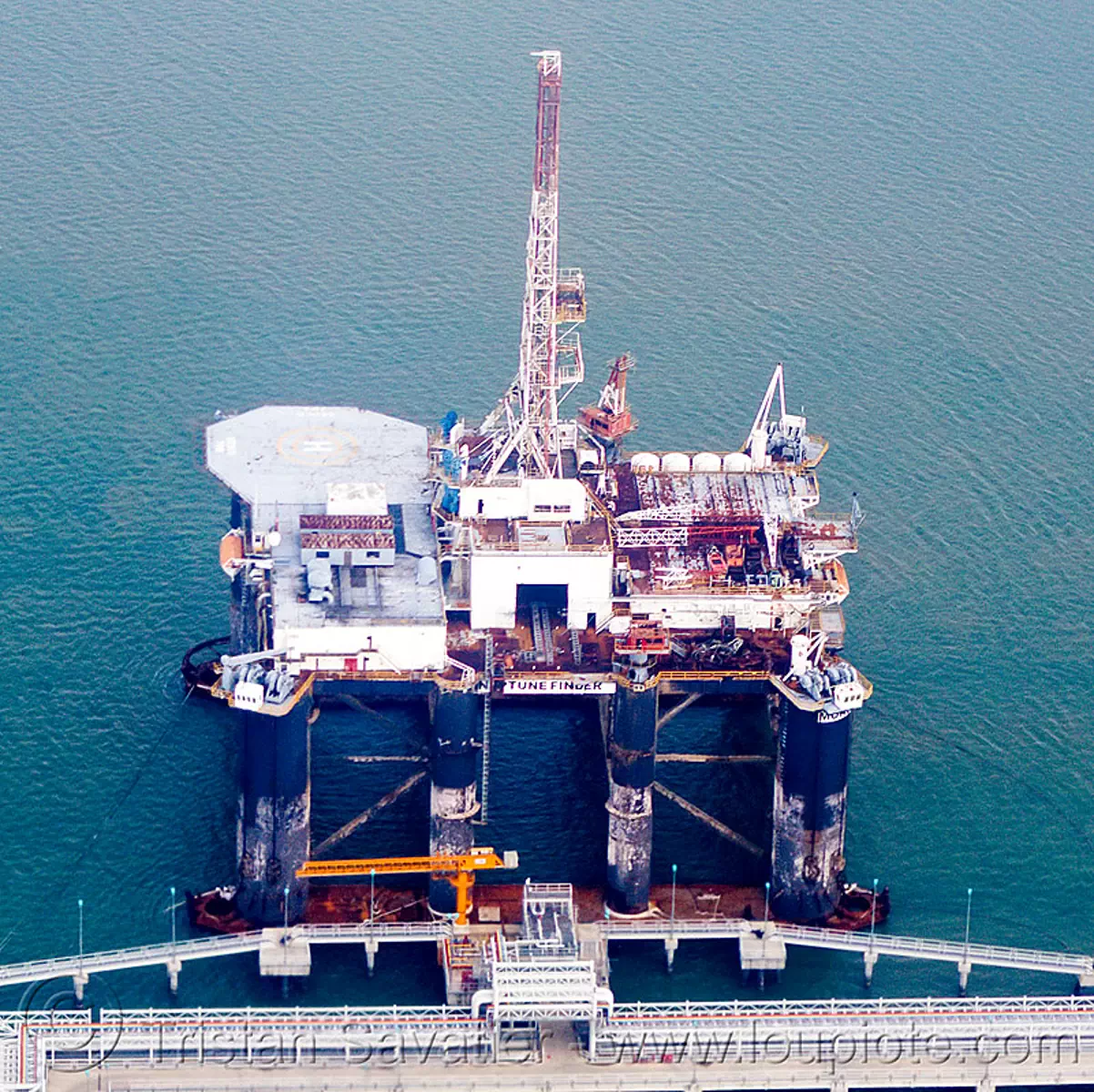 oil rig - neptune finder, aerial photo, dock, docked, jasper offshore, ocean, offshore platform, offshore rig, oil platform, sea, semi-sub, semi-submersible platform, stock photo