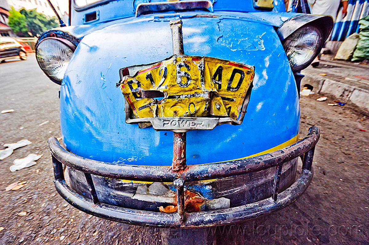 bemo hood - daihatsu midget (jakarta), autorickshaw, becak, headlights, java, license plate, midget i, motor, rickshaw, street, three wheeler, stock photo
