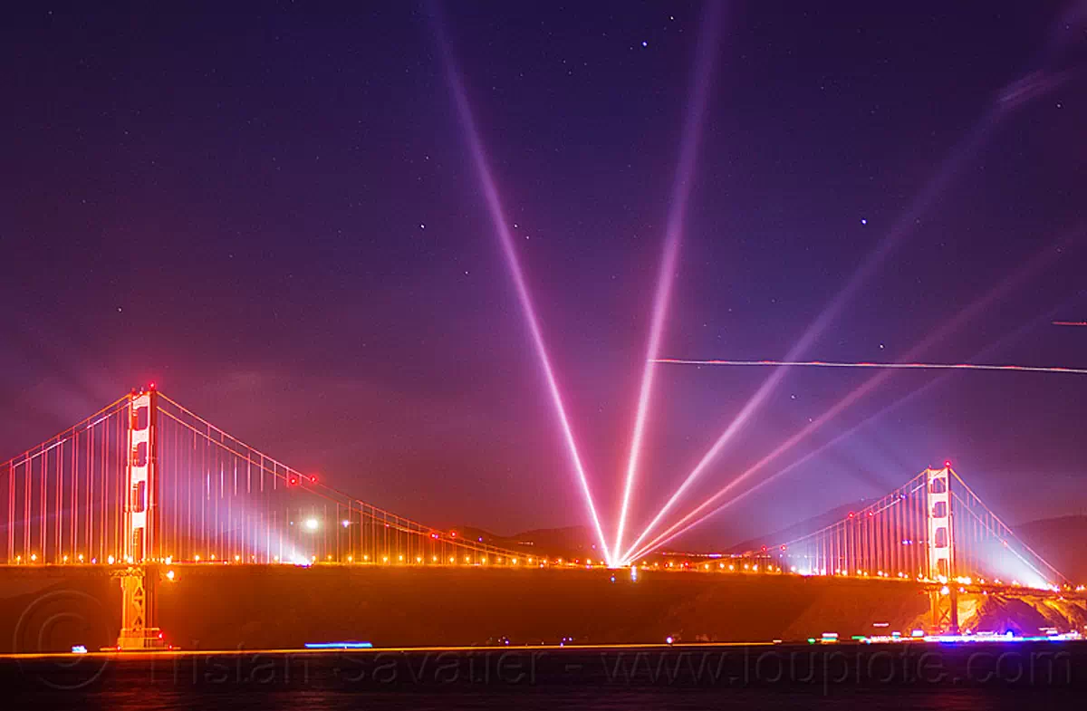 golden gate bridge anniversary, lightshow